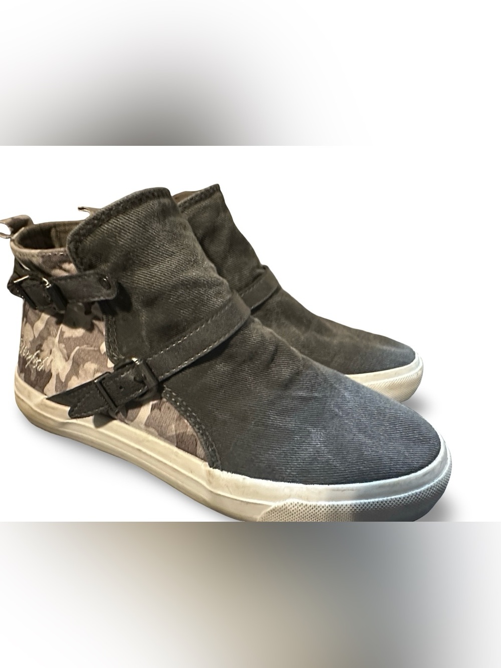 Blowfish Gray High-Top Sneakers with Buckle Detail
